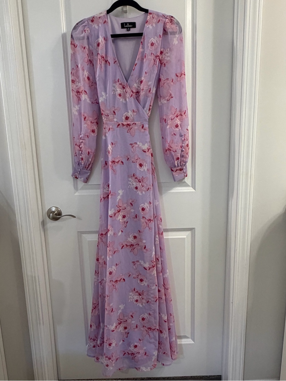 NWOT - Lulu's My Whole Heart Lavender Floral Print Long Sleeve Wrap Dress - XS